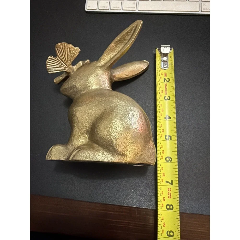 Gold Rabbit With Butterfly Poly resin Brass Look - Picture 7 of 8